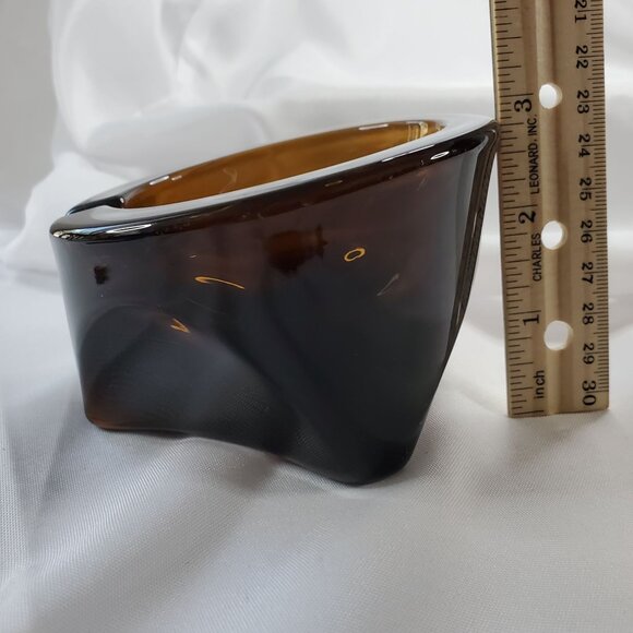 VTG Viking Art Glass Orb Ashtray Root Beer MCM Design - 4 Inches **READ** - Picture 6 of 13